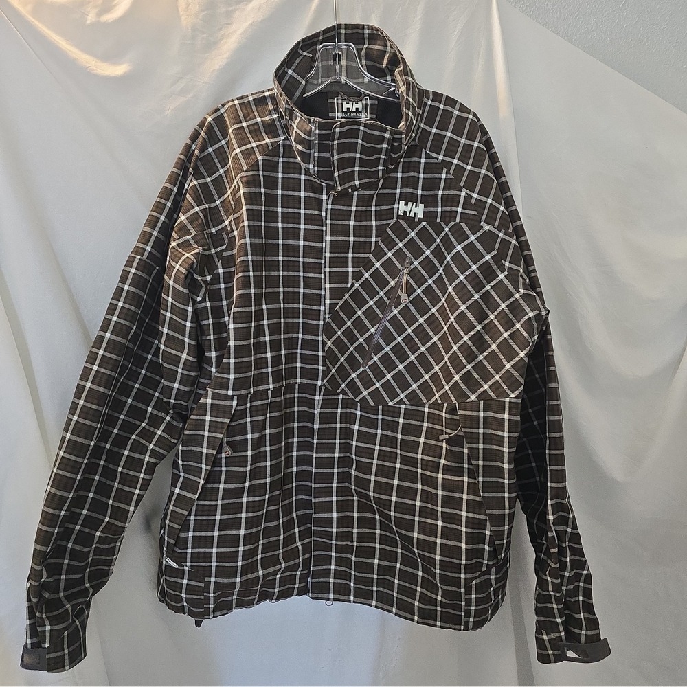 Helly Hansen HELLY TECH Men's Ski Jacket Brown Plaid Sz XXL **No Hood